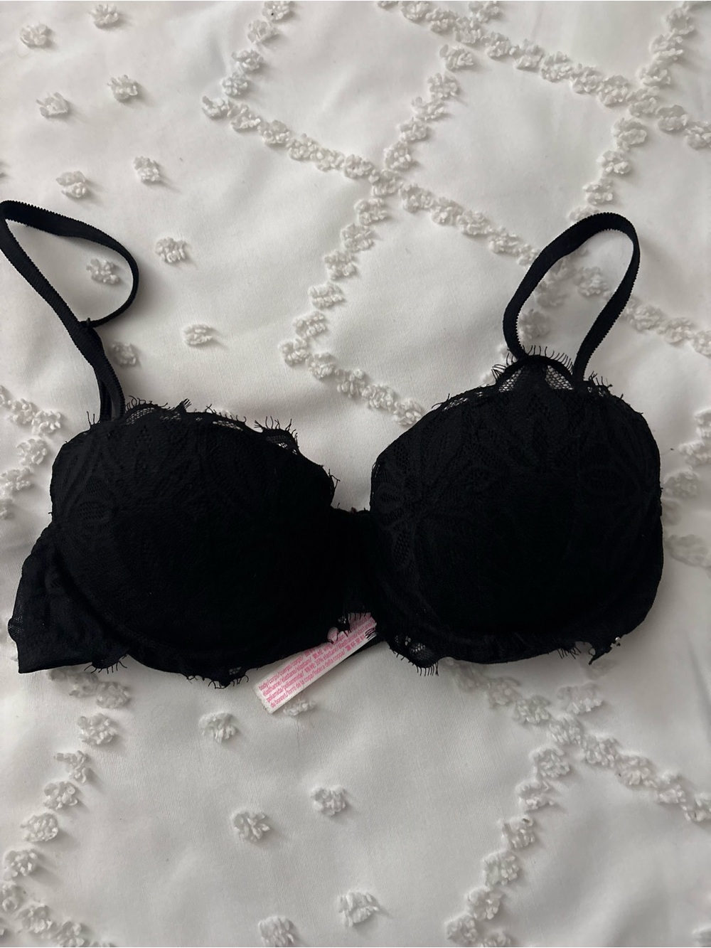 PINK Victoria's Secret Black Lace Push-Up Bra